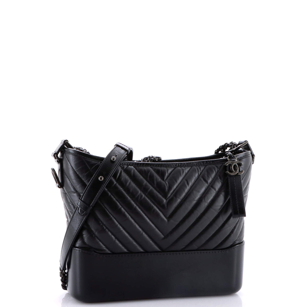 So Black Gabrielle Hobo Chevron Aged Calfskin Medium