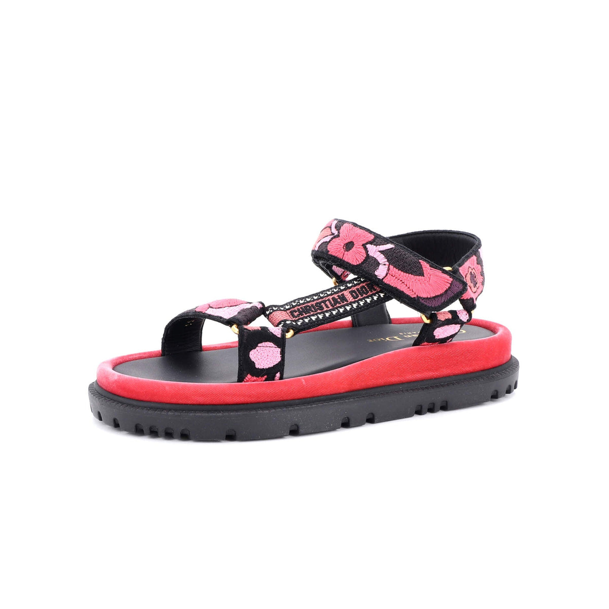 Women's D-Wave Sandals Leather with Embroidered Canvas
