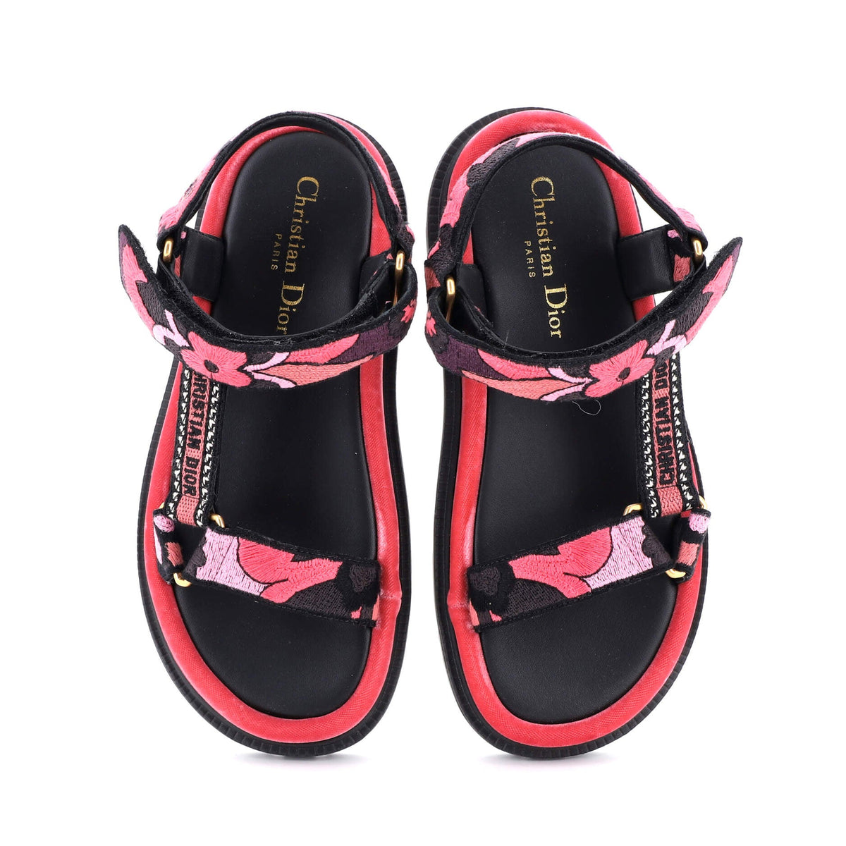 Women's D-Wave Sandals Leather with Embroidered Canvas