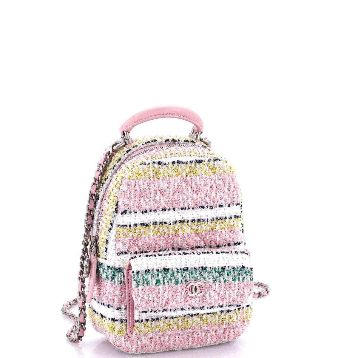 Classic CC Chain Pocket Backpack Quilted Tweed Mini