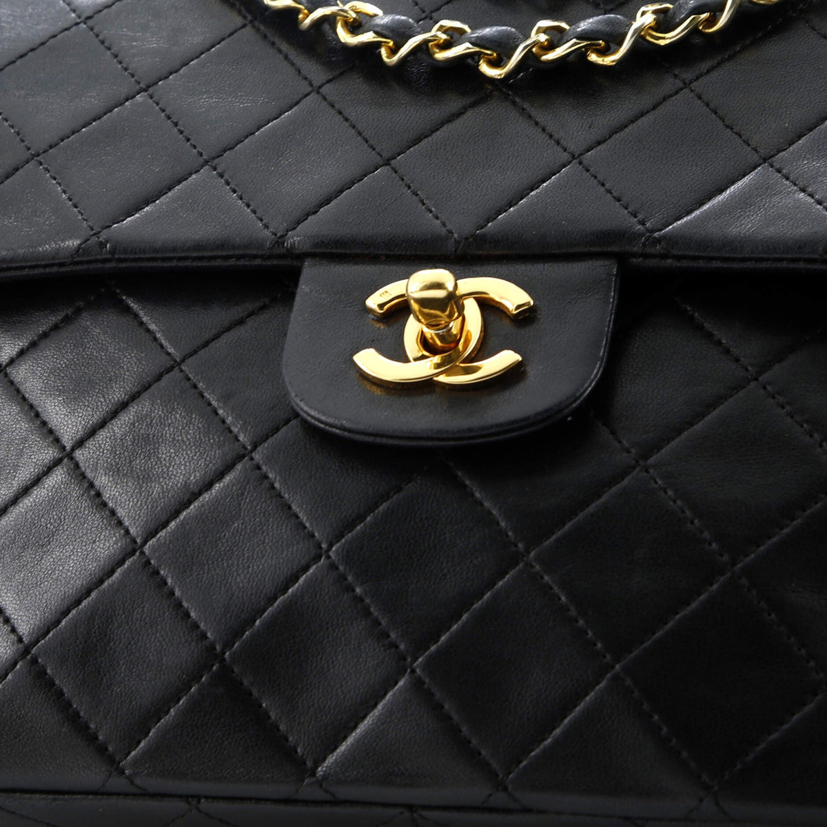 Vintage Square Classic Double Flap Bag Quilted Leather Medium