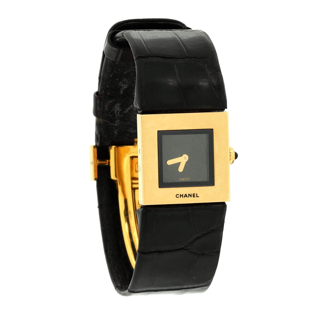 Matelasse Quartz Watch Yellow Gold and Alligator 19