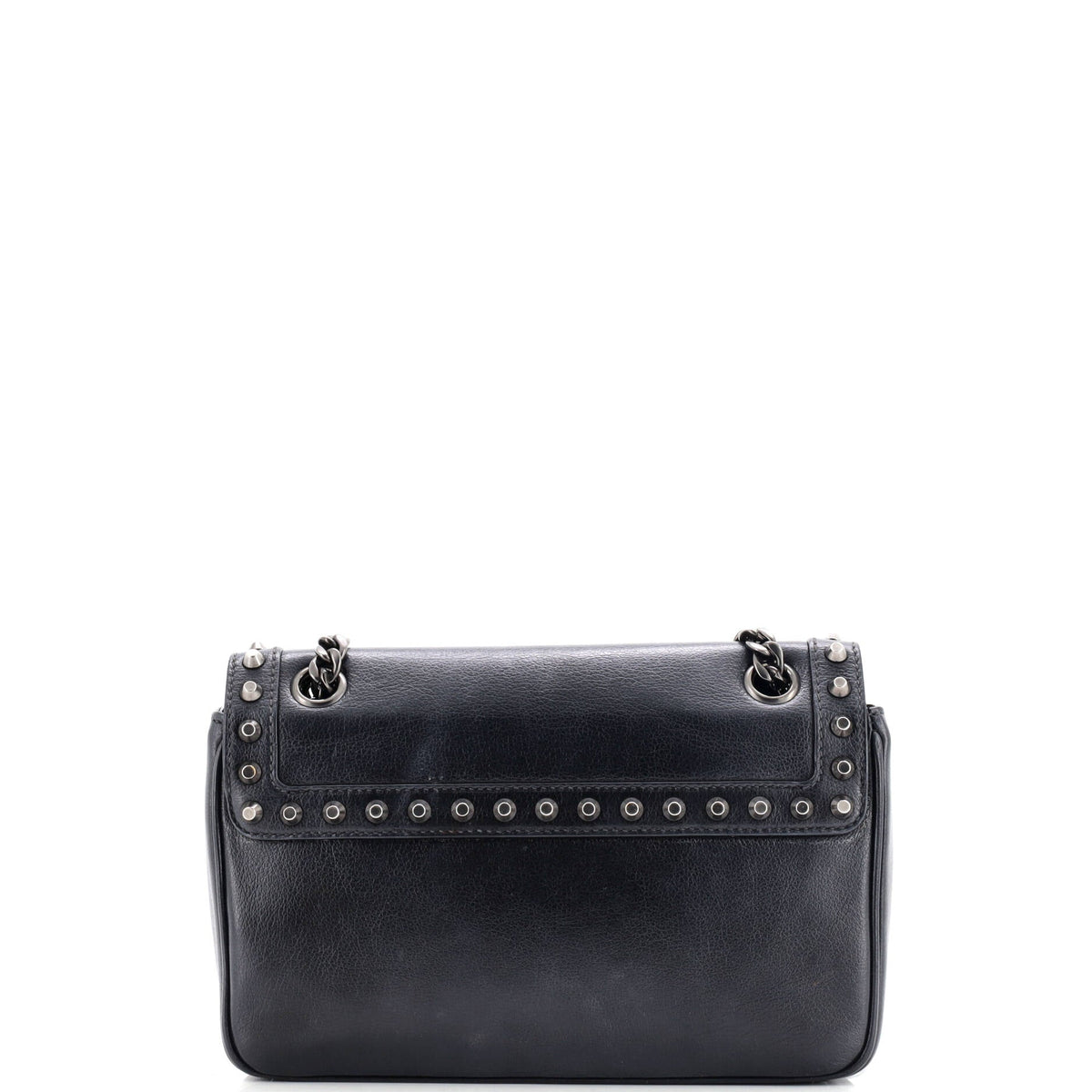 Chain Flap Bag Studded Glazed Calfskin Medium