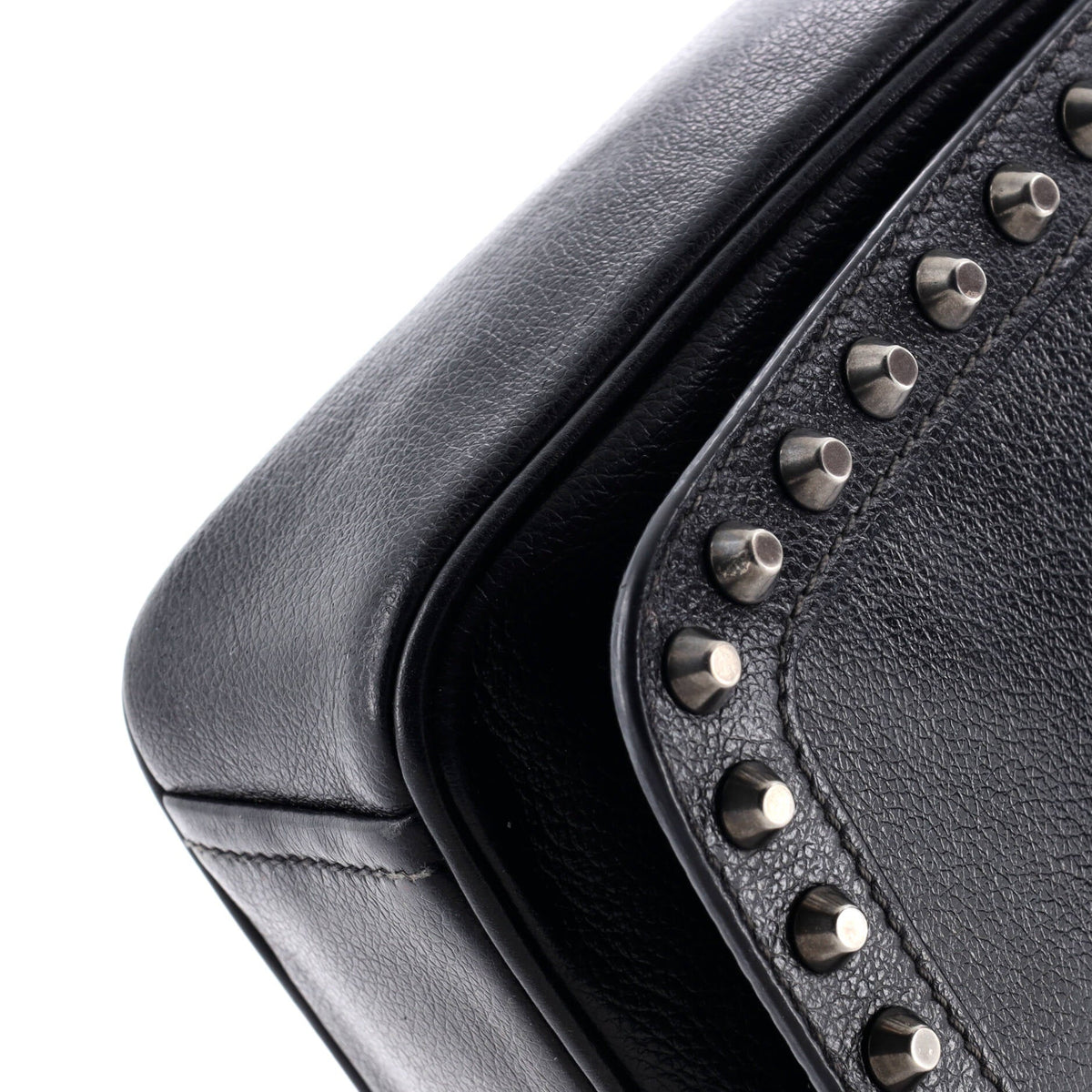Chain Flap Bag Studded Glazed Calfskin Medium