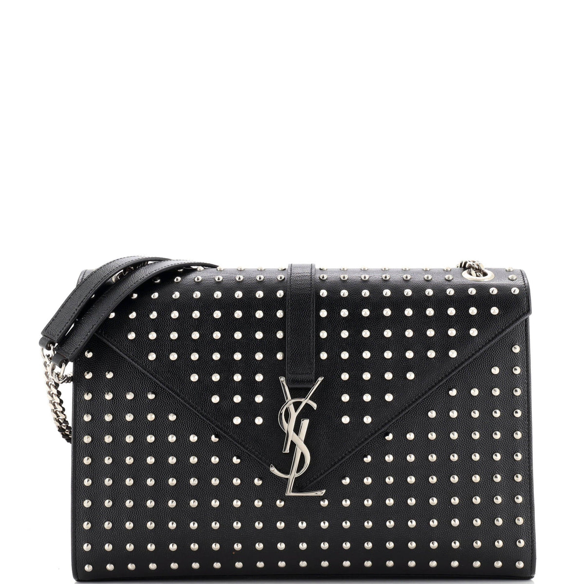 Classic Monogram Envelope Satchel Studded Leather Large