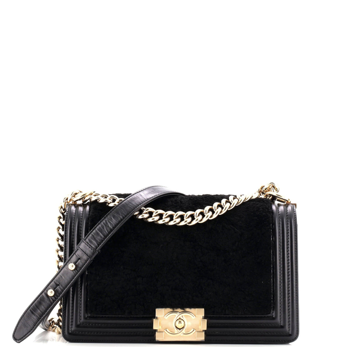 Boy Flap Bag Shearling with Leather Old Medium