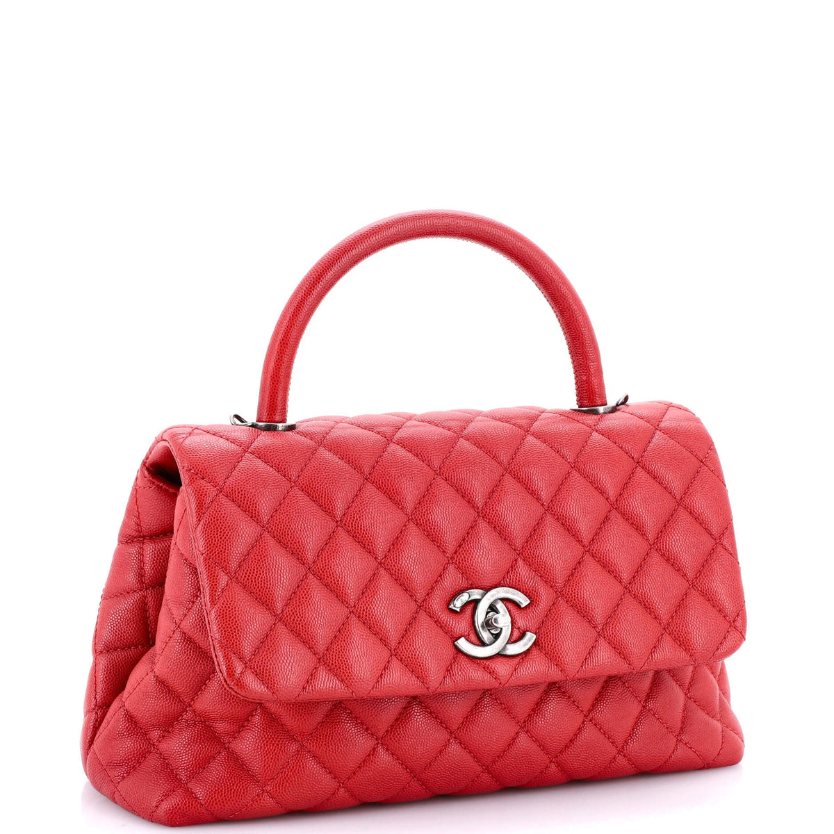Coco Top Handle Bag Quilted Caviar Small