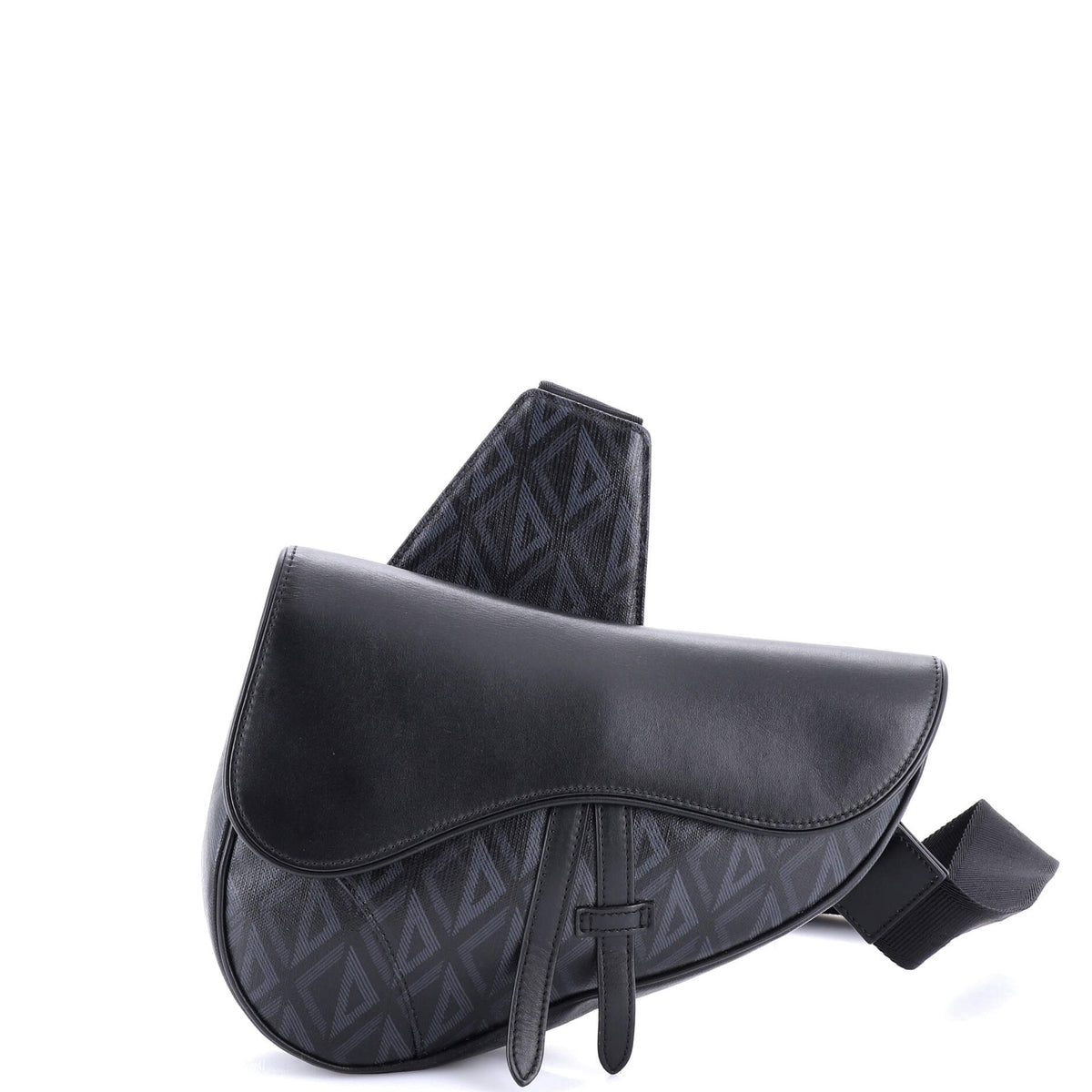 Saddle Crossbody Bag CD Diamond Coated Canvas and Leather
