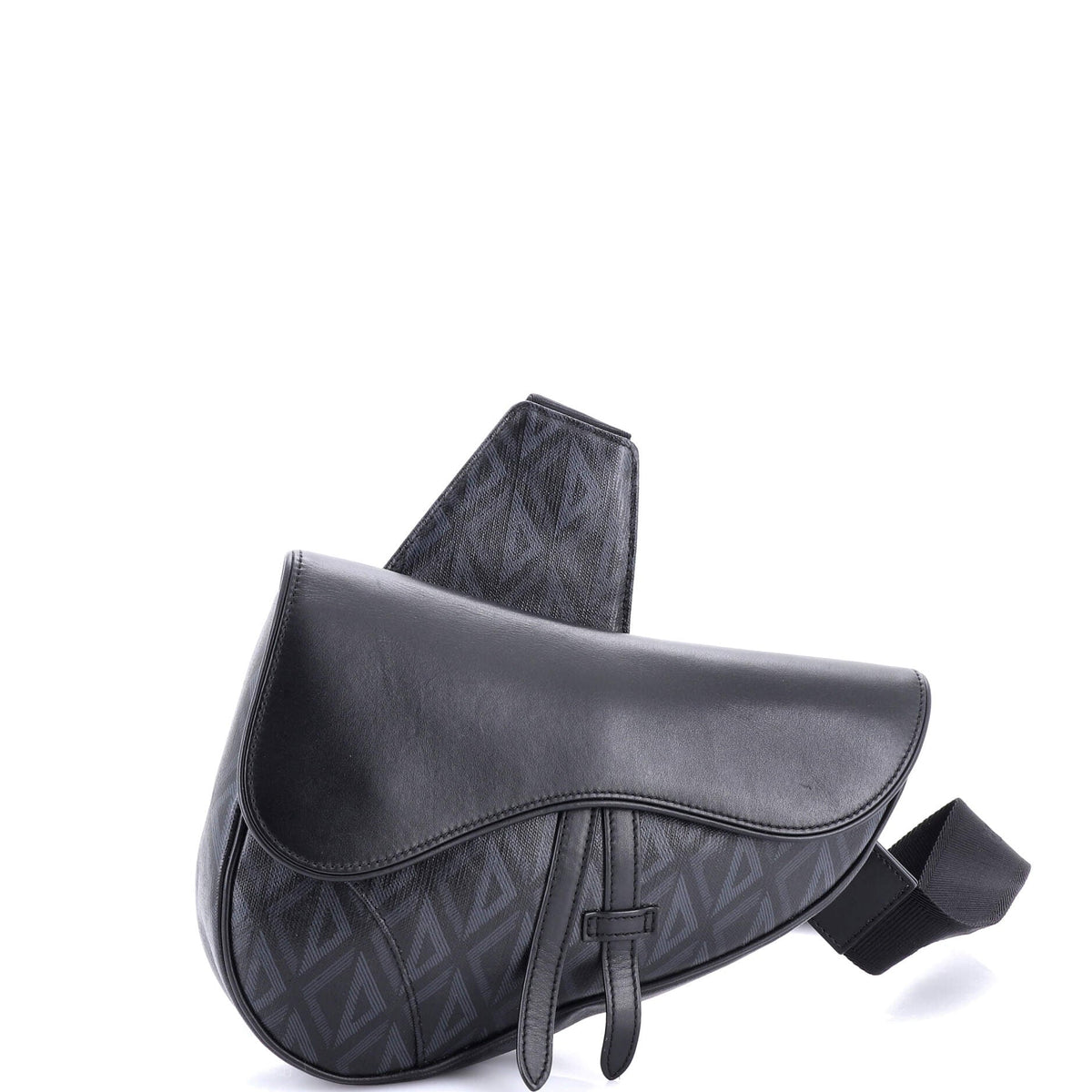 Saddle Crossbody Bag CD Diamond Coated Canvas and Leather