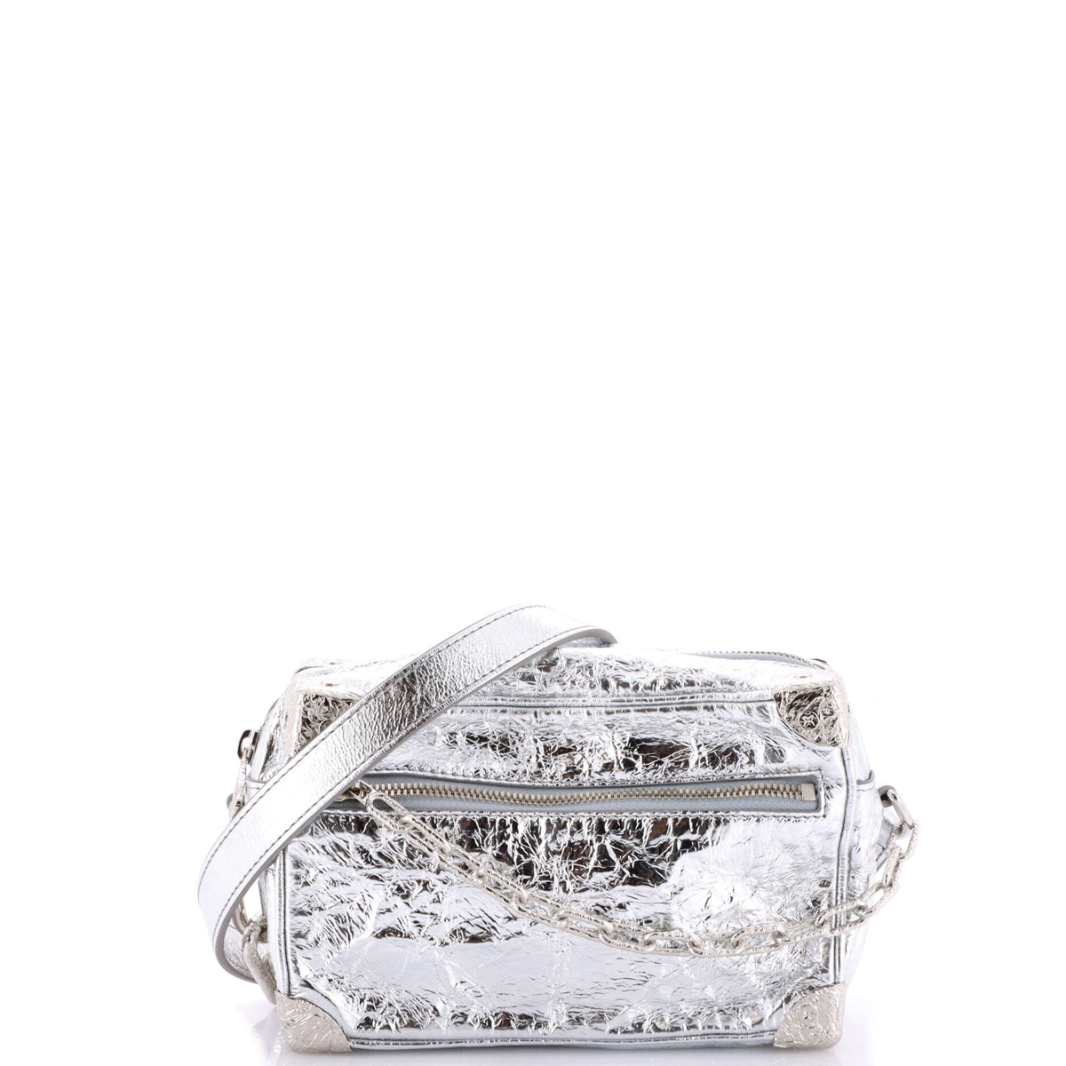 Soft Trunk Bag Crushed Metallic Calfskin Leather Mini