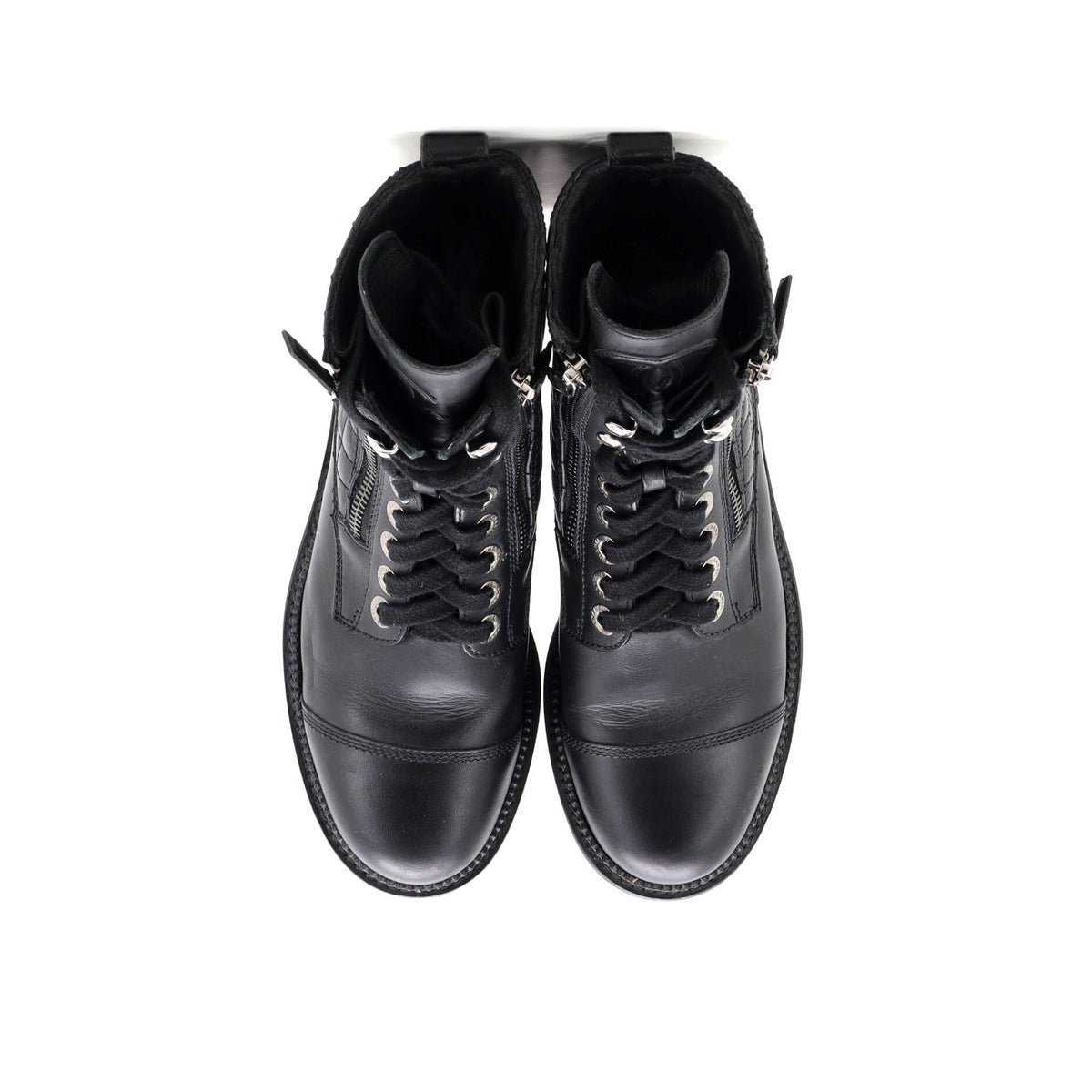 Women's CC Zip Up Combat Boots Quilted Leather