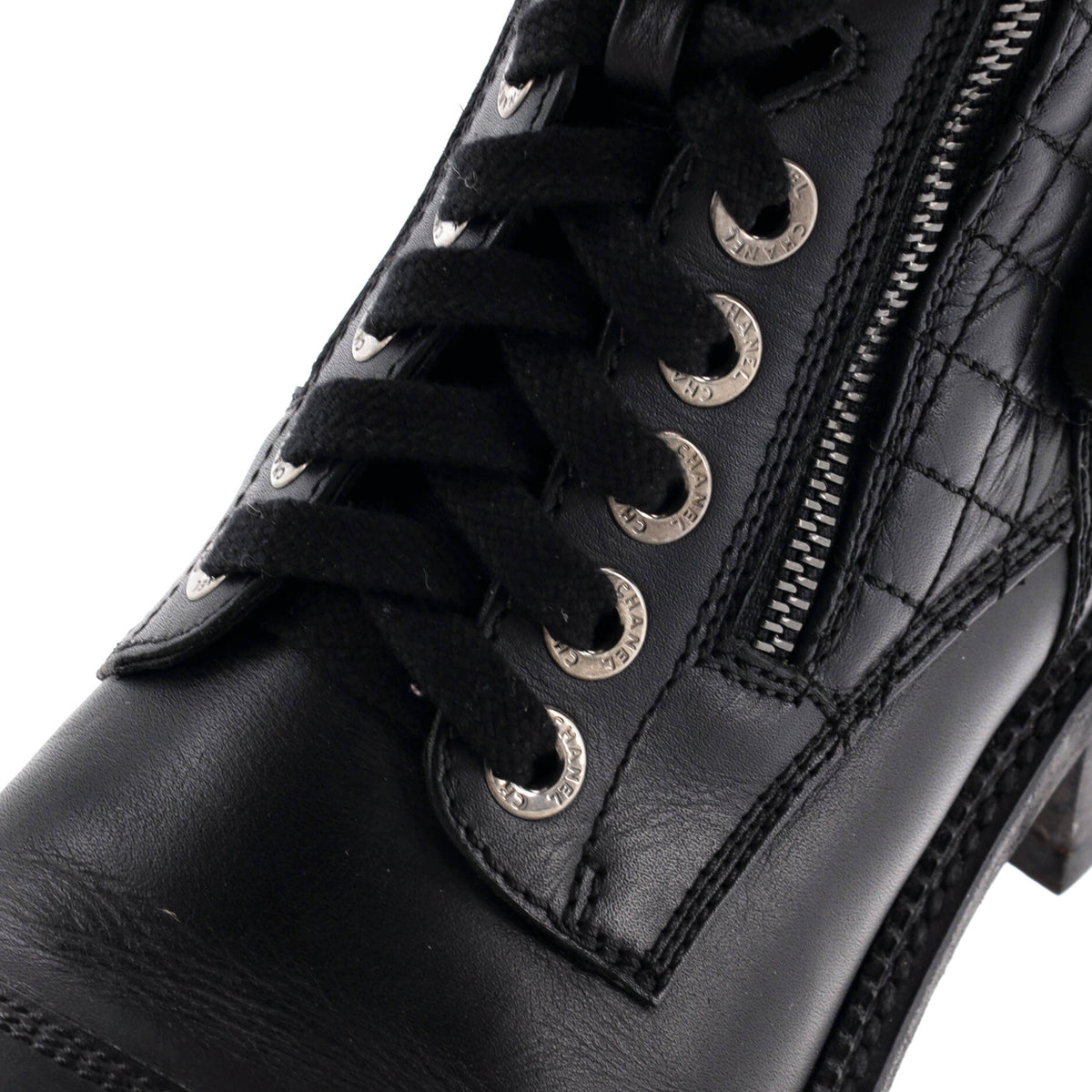 Women's CC Zip Up Combat Boots Quilted Leather