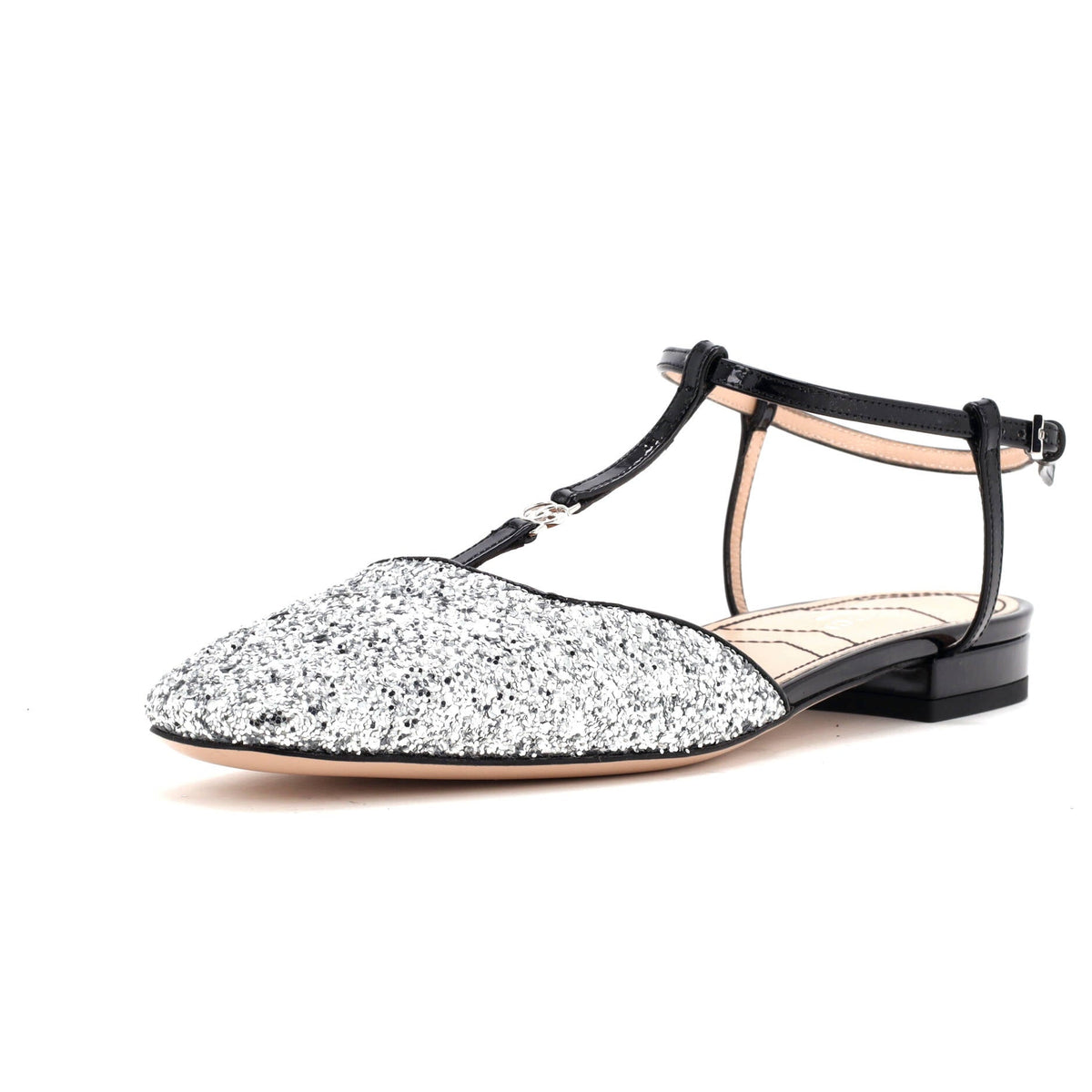 Women's GG Slingback Flats Glitter and Patent
