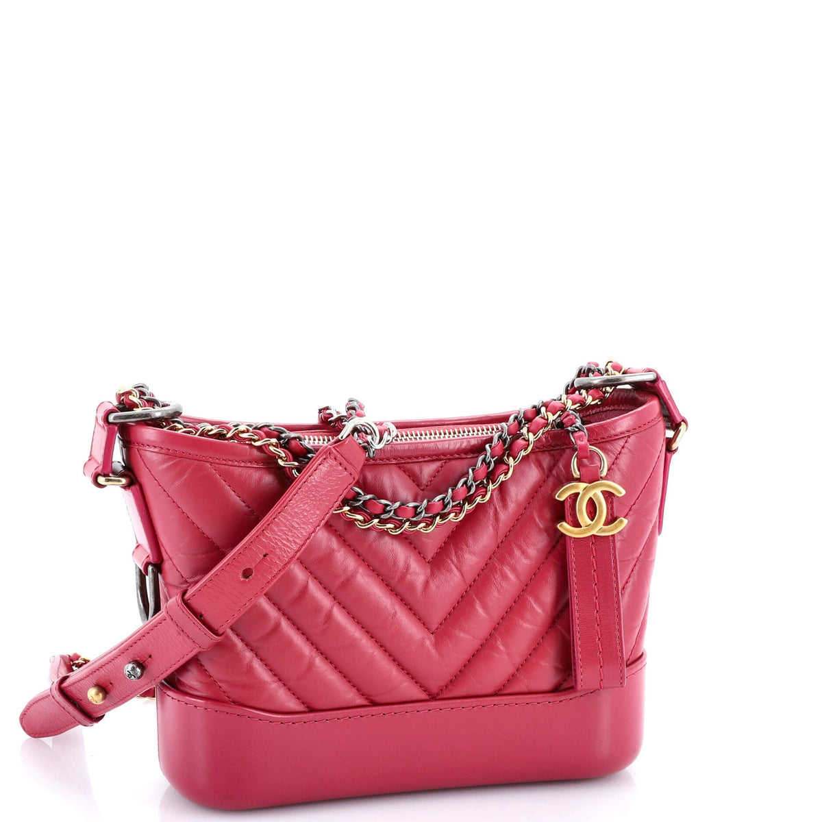 Gabrielle Hobo Chevron Aged Calfskin Small