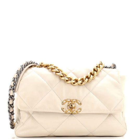 19 Flap Bag Quilted Leather Large