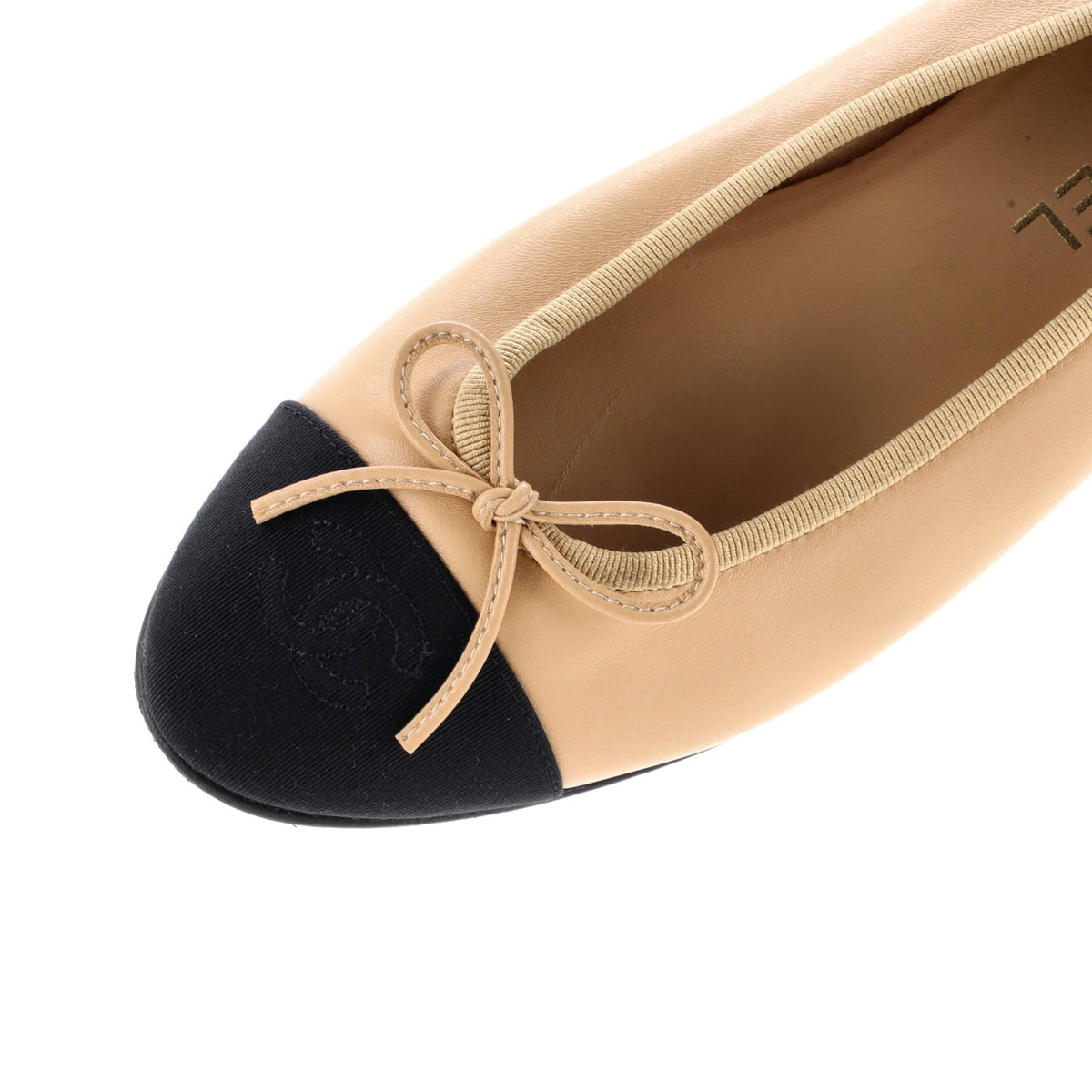 Women's CC Cap Toe Bow Ballerina Flats Leather