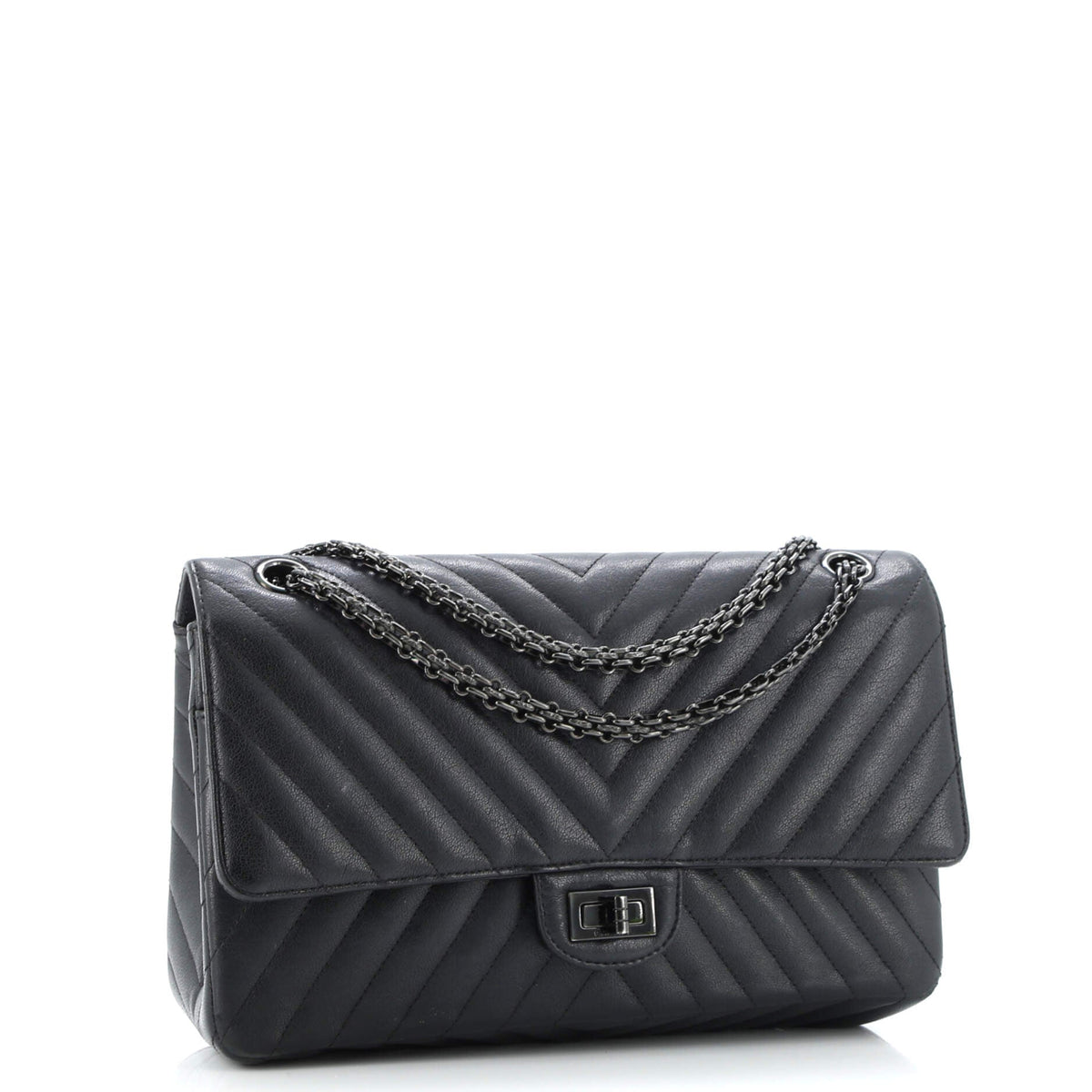 So Black Reissue 2.55 Flap Bag Chevron Sheepskin 226