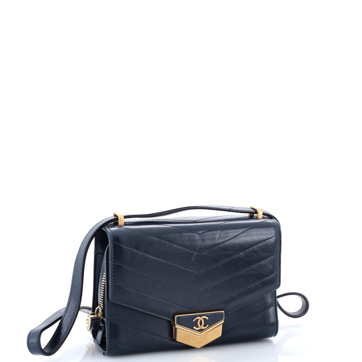 Medal Envelope Flap Bag Chevron Calfskin Small