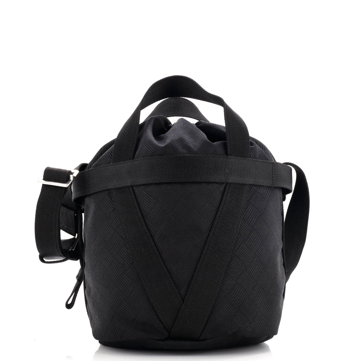 Convertible Drawstring Bucket Bag Intrecciato Effect Jacquard Small