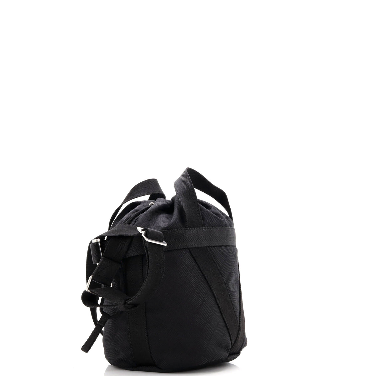 Convertible Drawstring Bucket Bag Intrecciato Effect Jacquard Small