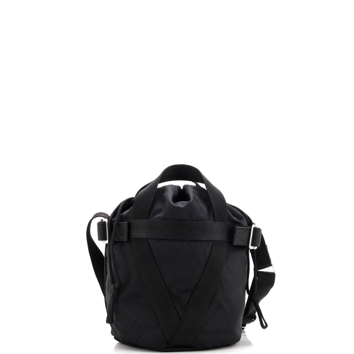 Convertible Drawstring Bucket Bag Intrecciato Effect Jacquard Small