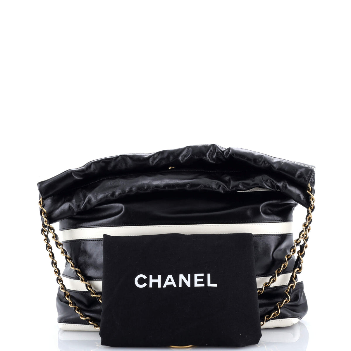22 Chain Hobo Striped Shiny Calfskin Small
