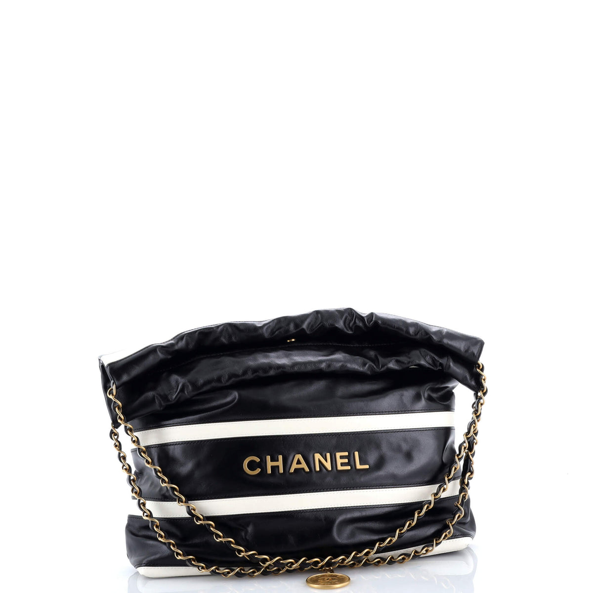22 Chain Hobo Striped Shiny Calfskin Small
