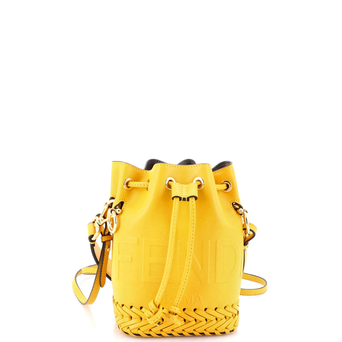 Mon Tresor Bucket Bag Leather with Whipstitch Detail Mini