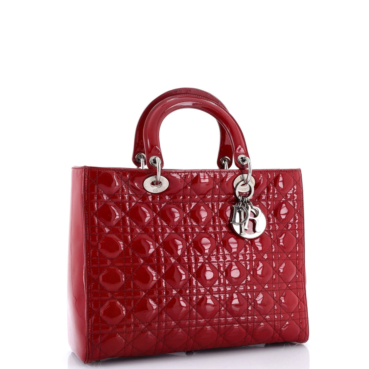 Lady Dior Bag Cannage Quilt Patent Large