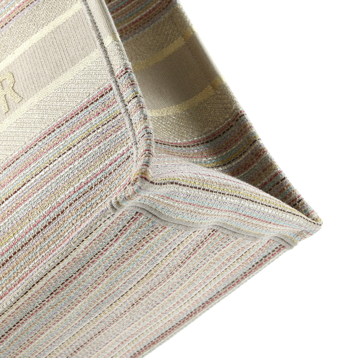 Book Tote Multicolor Stripes Embroidered Canvas Medium