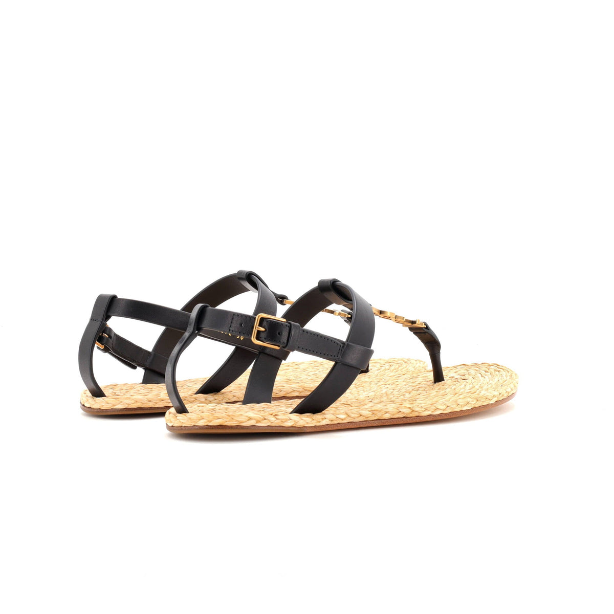 Women's Monogram Thong Sandals Leather and Raffia