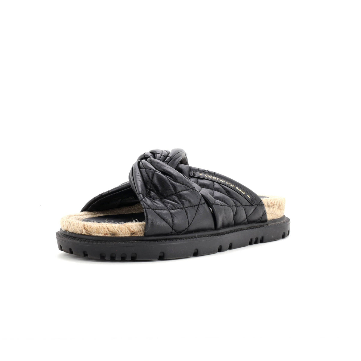 Women's Dtwist Slide Espadrilles Cannage Quilt Leather