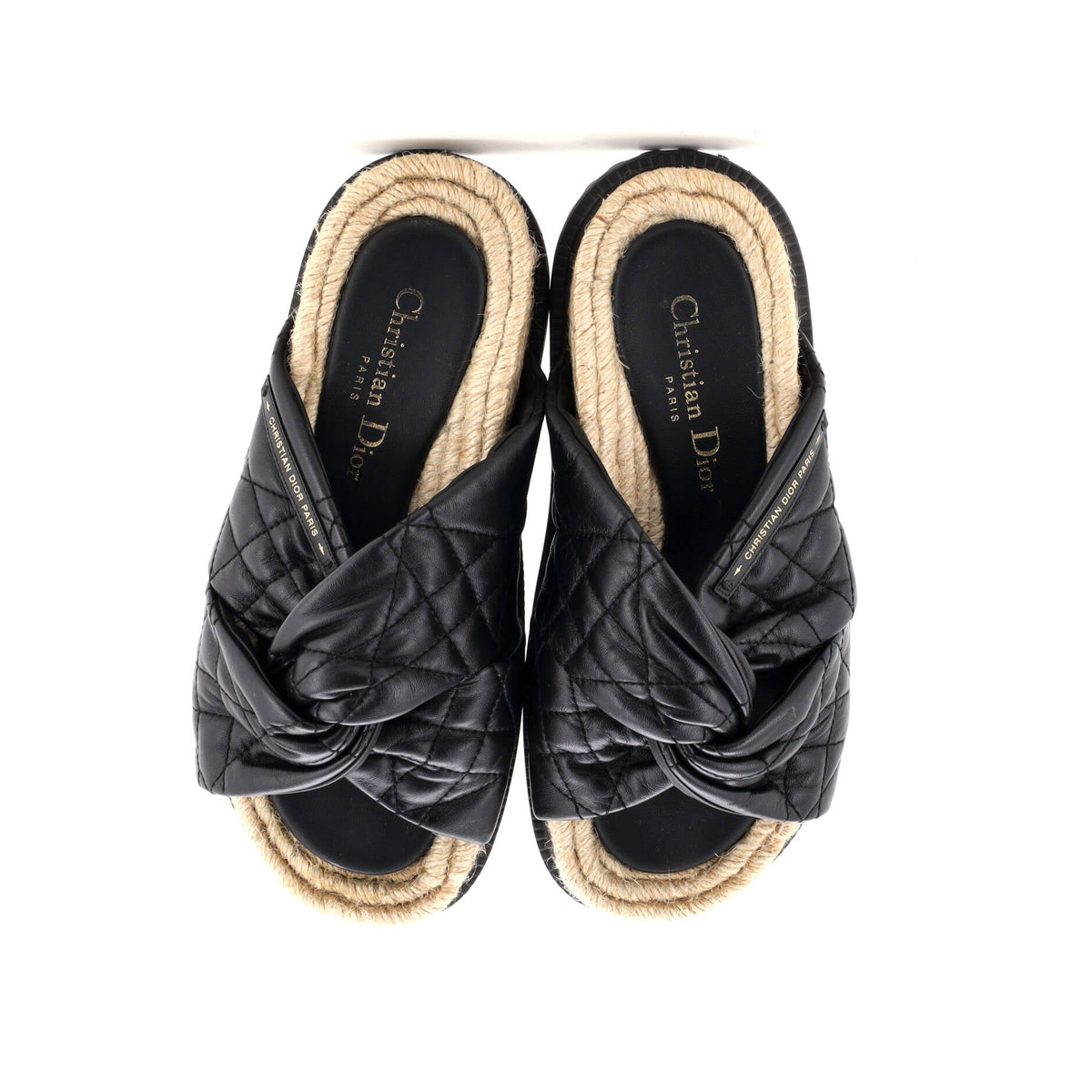 Women's Dtwist Slide Espadrilles Cannage Quilt Leather