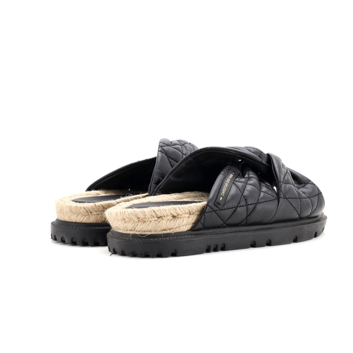 Women's Dtwist Slide Espadrilles Cannage Quilt Leather