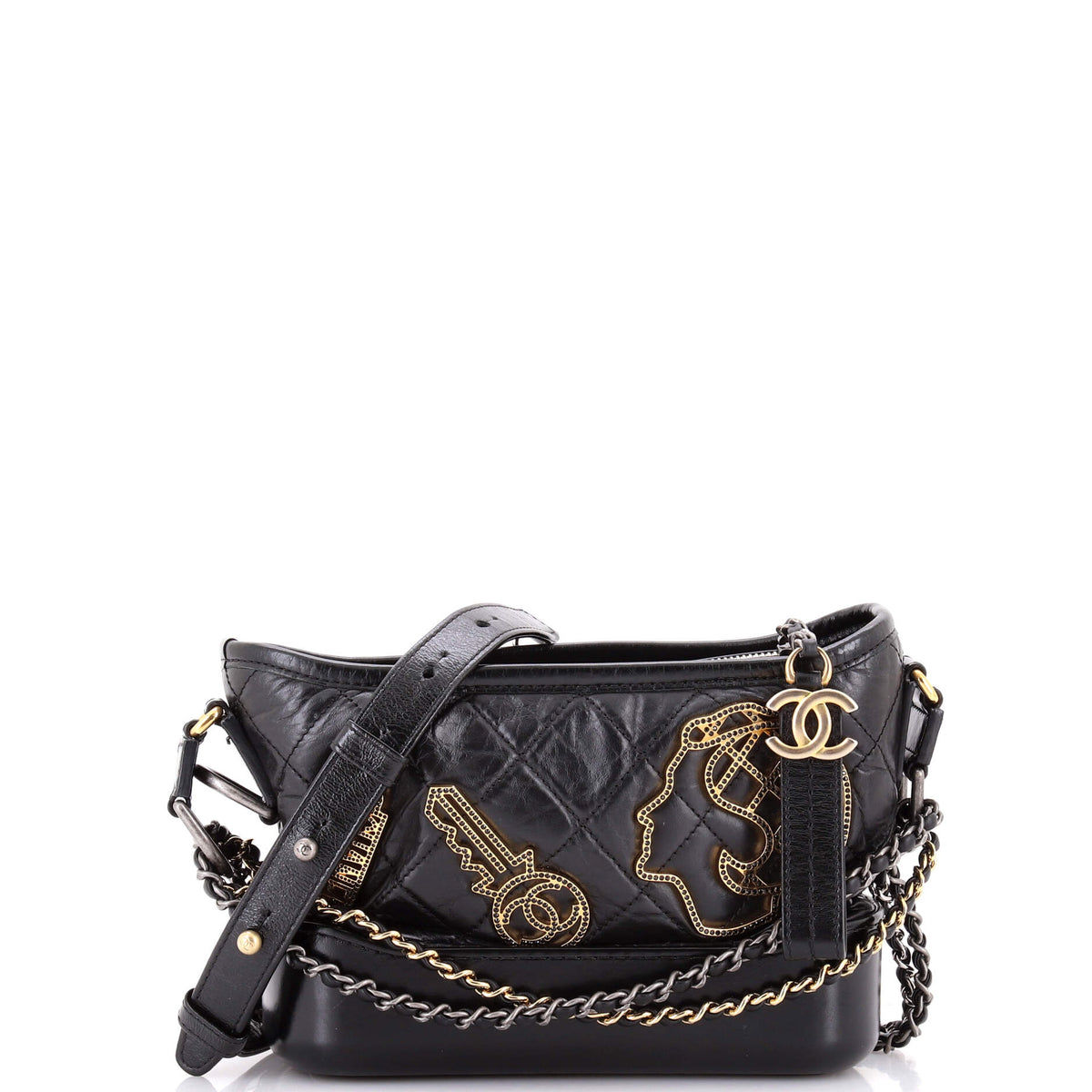 Gabrielle Hobo Embellished Quilted Aged Calfskin Small