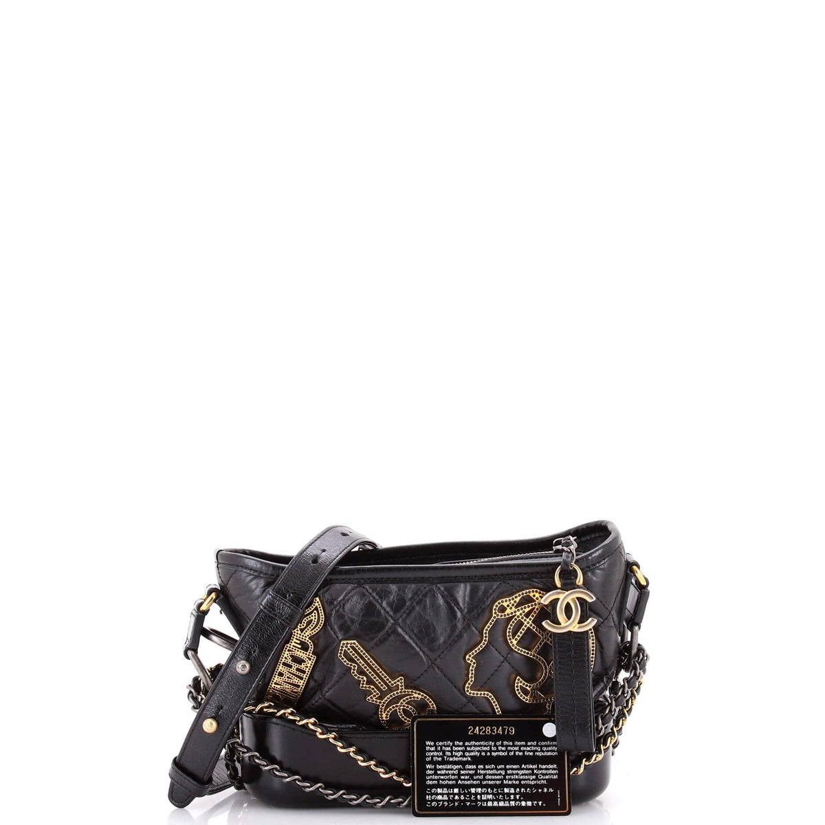 Gabrielle Hobo Embellished Quilted Aged Calfskin Small