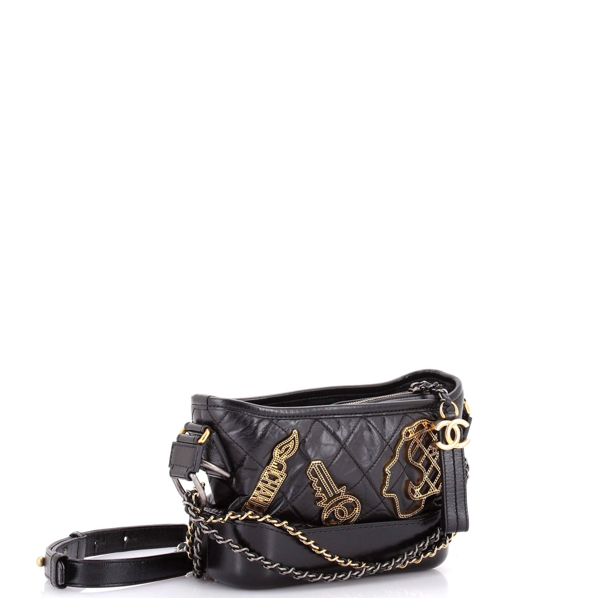 Gabrielle Hobo Embellished Quilted Aged Calfskin Small