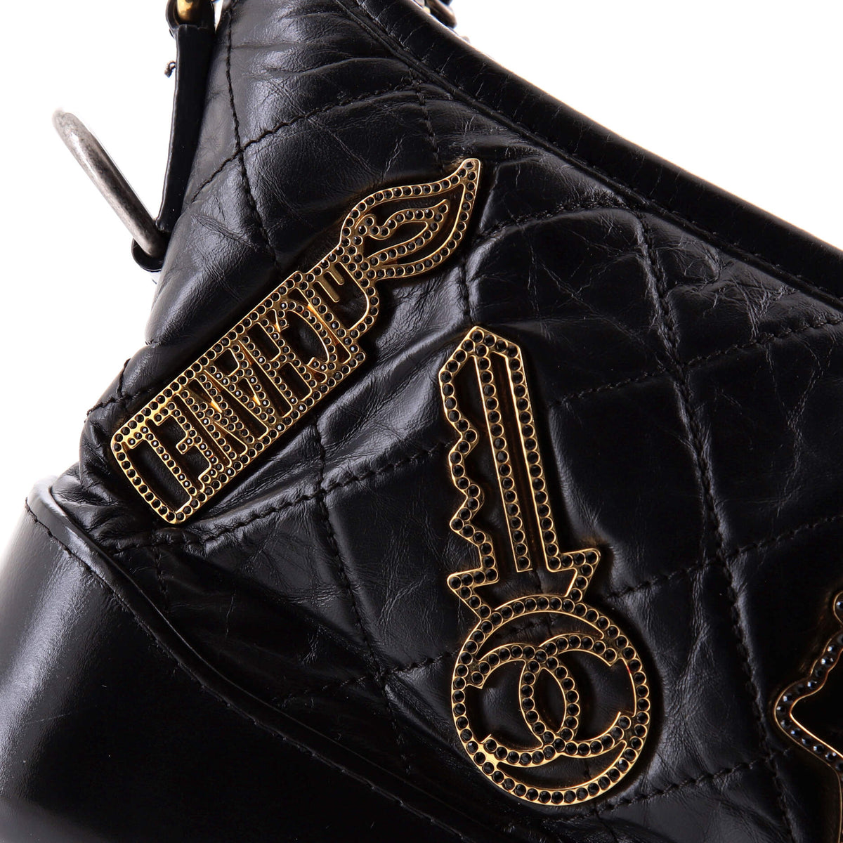 Gabrielle Hobo Embellished Quilted Aged Calfskin Small