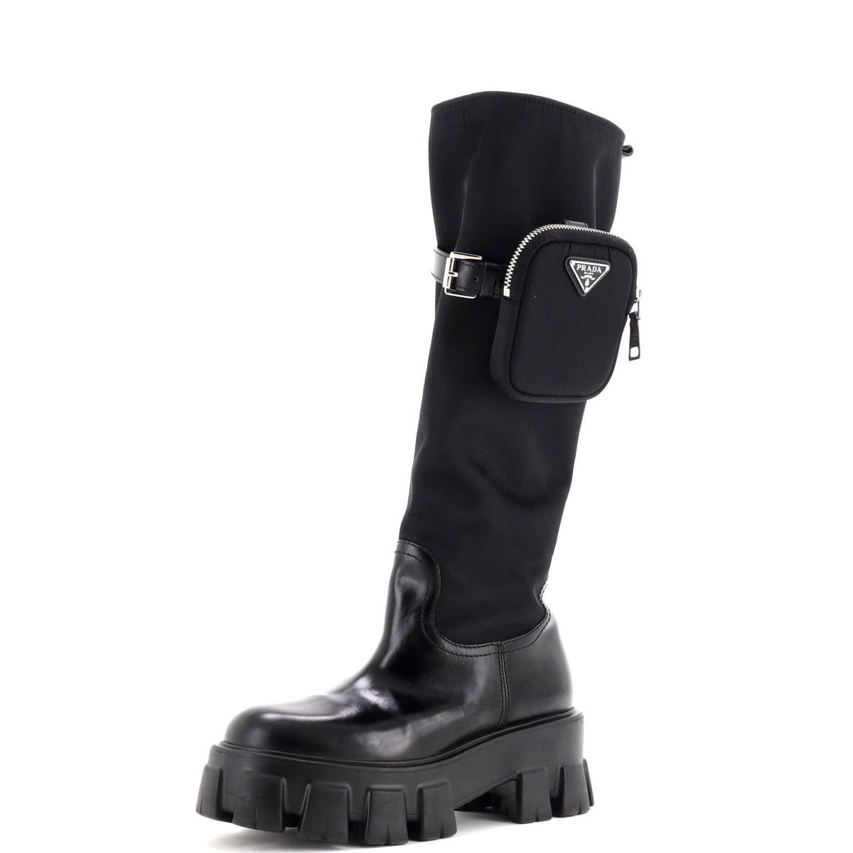 Women's Monolith Knee High Boots Nylon and Leather
