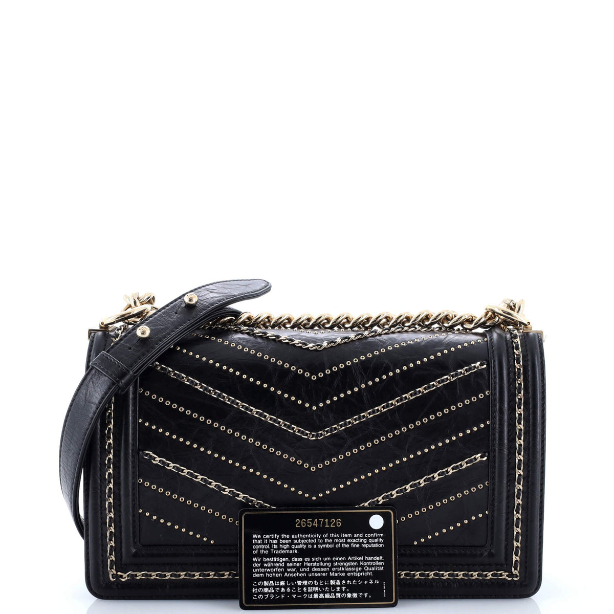 Boy Flap Bag Chevron Embellished Crumpled Calfskin Old Medium