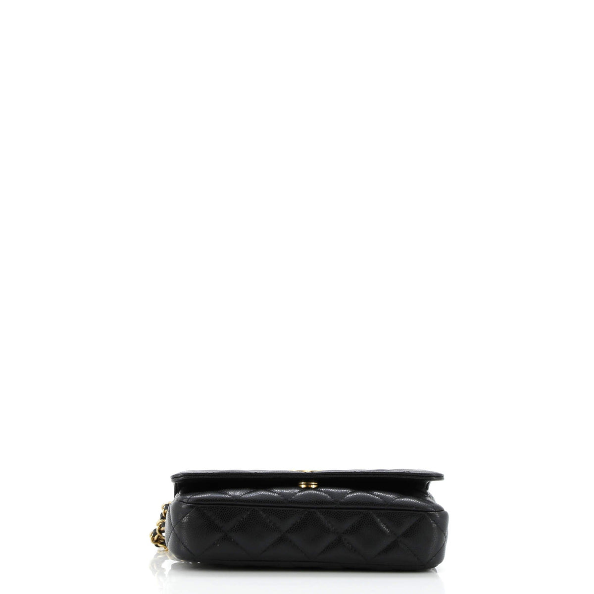 Twist Your Buttons Flap Clutch with Chain Quilted Caviar