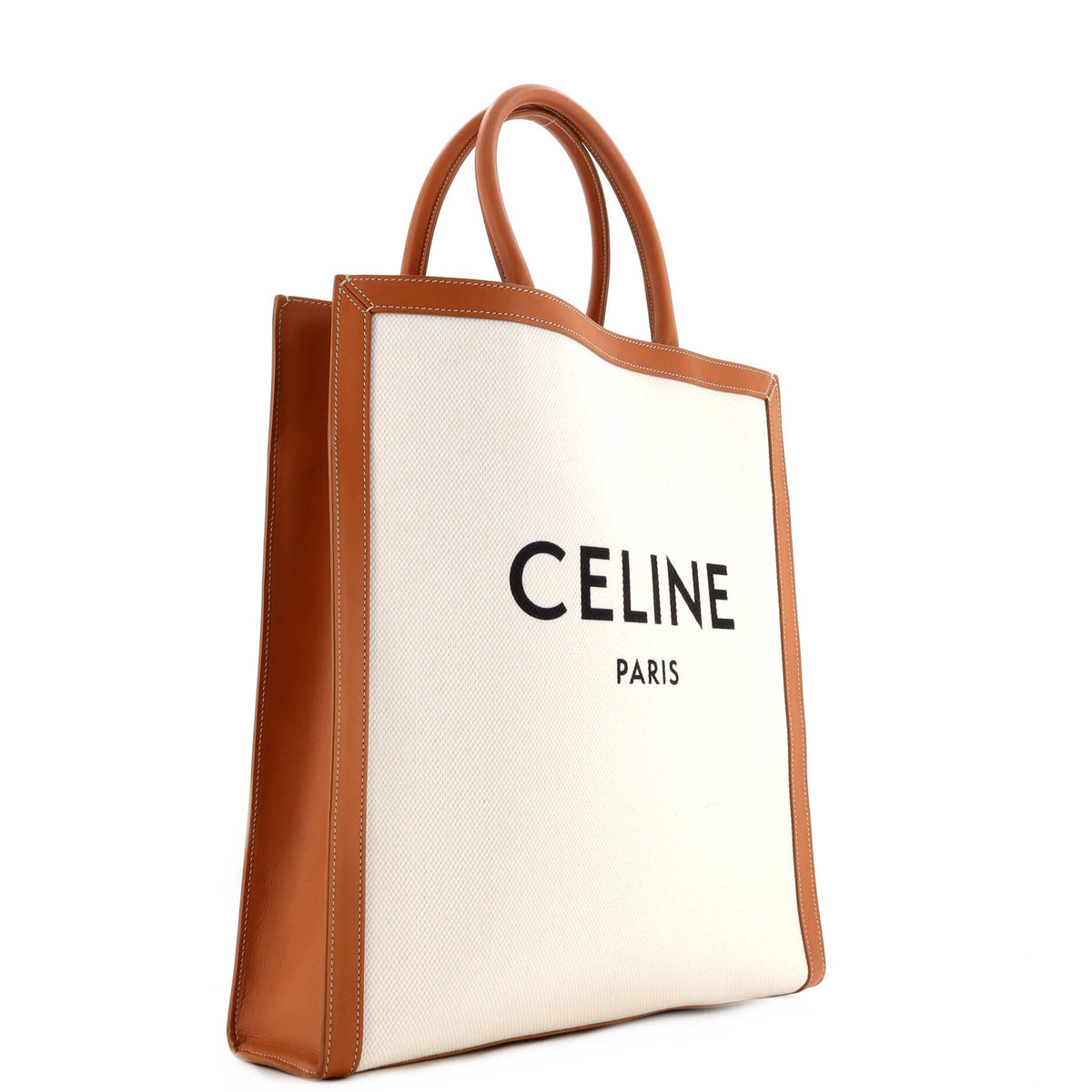 Vertical Cabas Tote Canvas with Leather Large