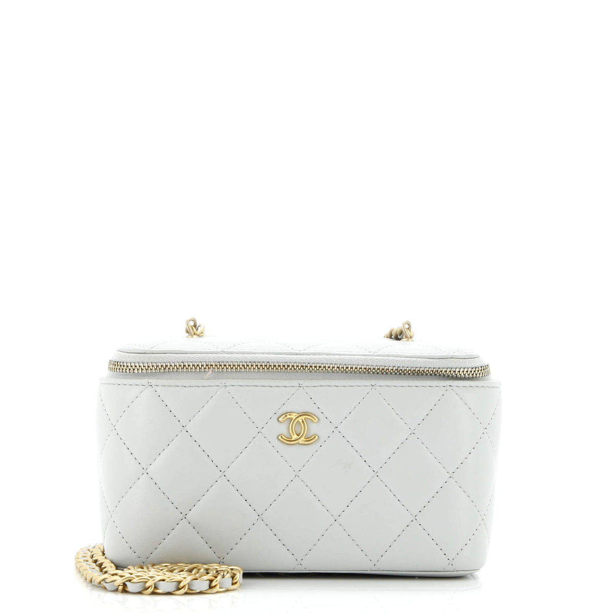 Pearl Crush Vanity Case with Chain Quilted Lambskin Small