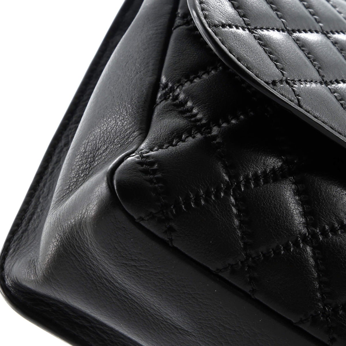 CC Push Lock Flap Bag Stitched Calfskin Jumbo