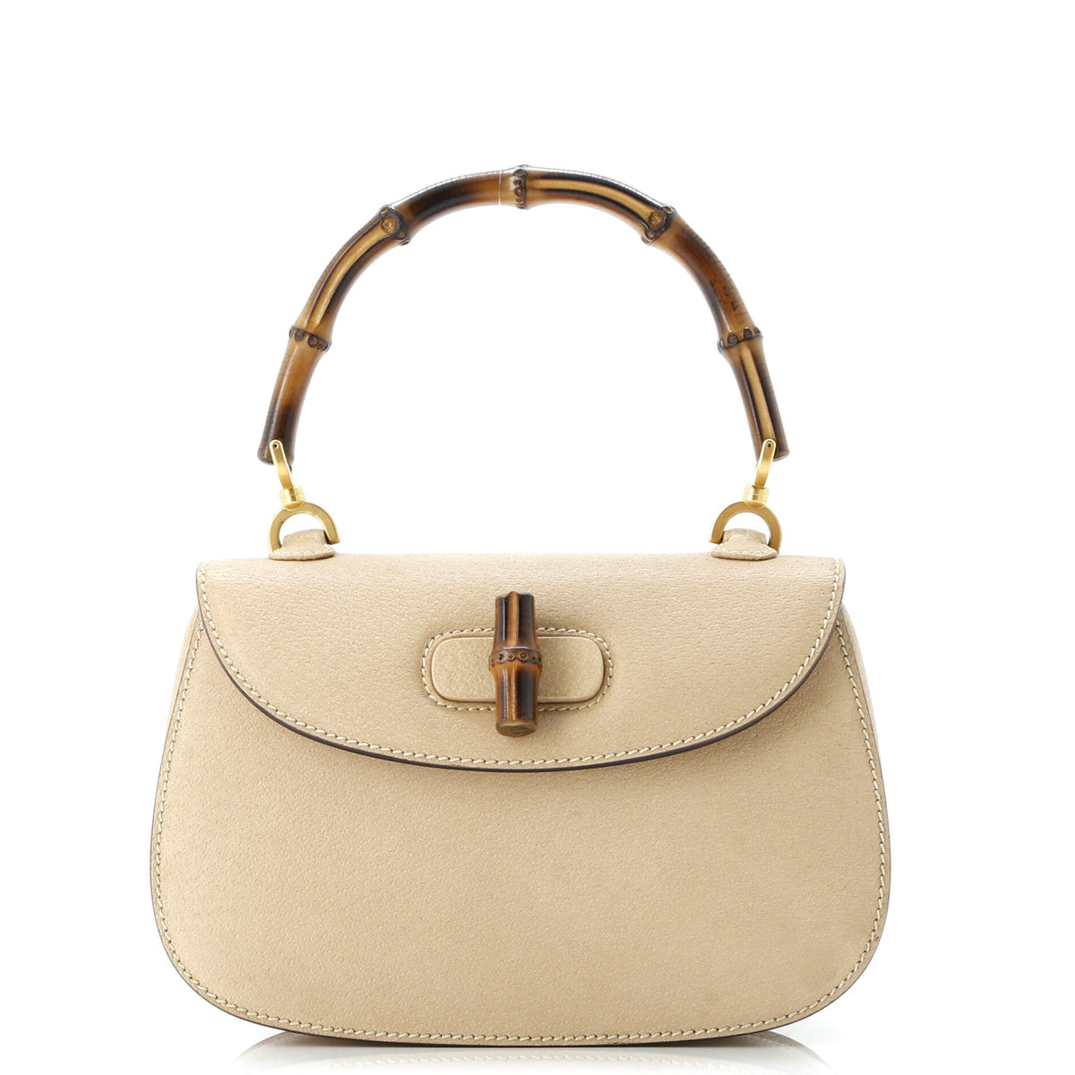 Vintage Convertible Bamboo Top Handle Bag Leather Small