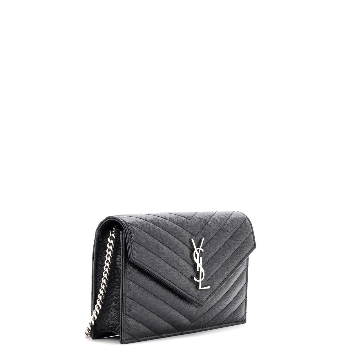 Classic Monogram Wallet on Chain Matelasse Chevron Leather Small