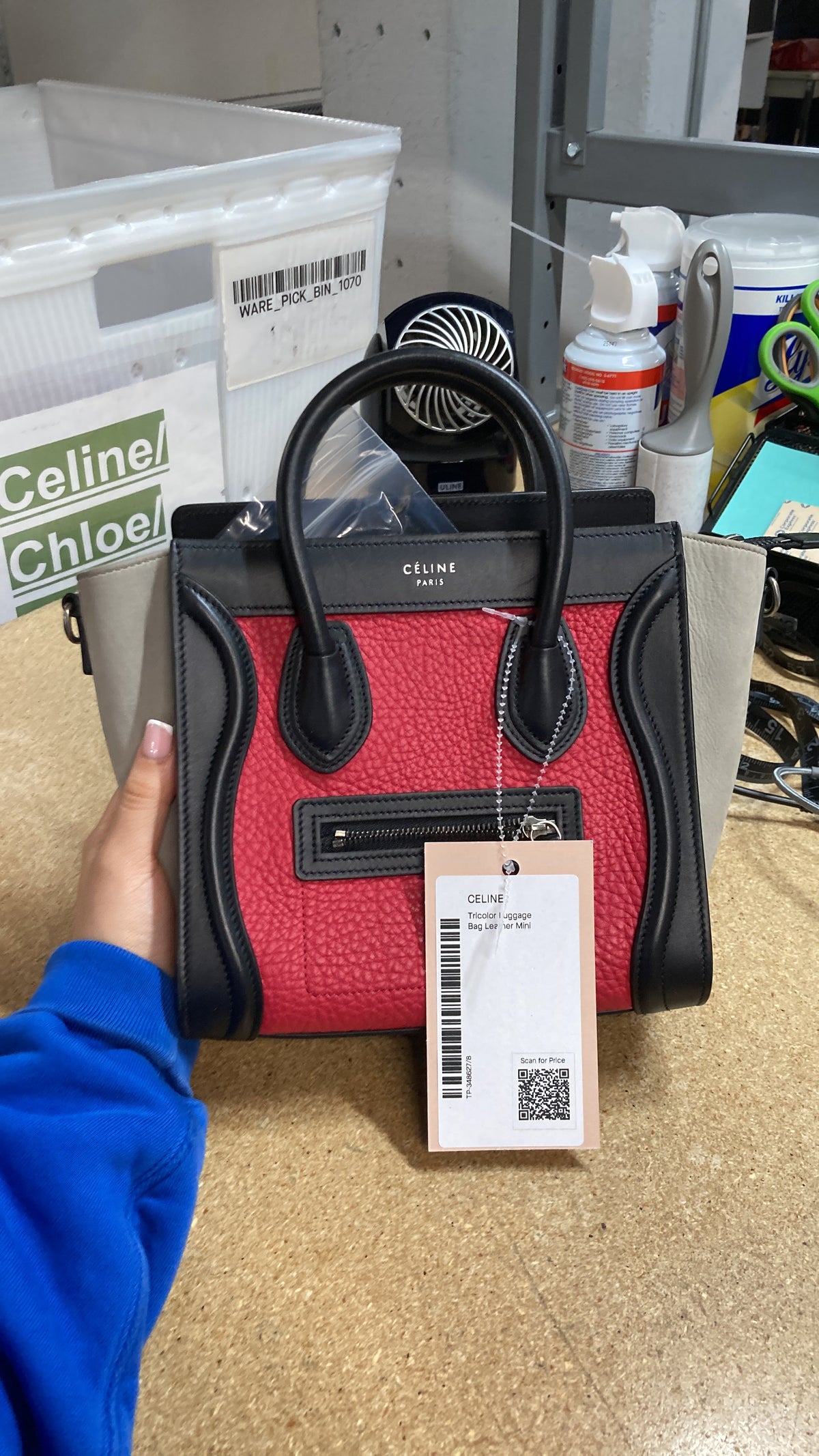 Tricolor Luggage Bag Leather Nano