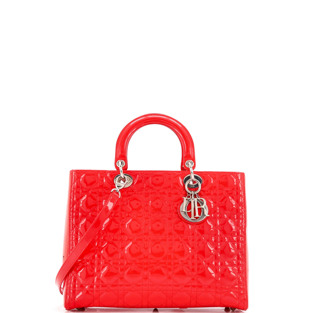 Lady Dior Bag Cannage Quilt Patent Large