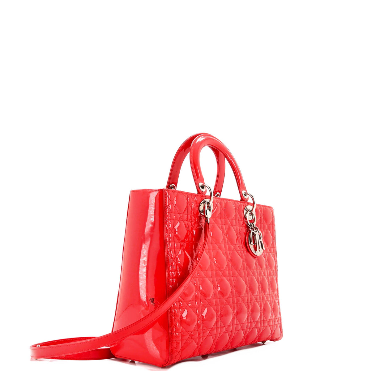 Lady Dior Bag Cannage Quilt Patent Large