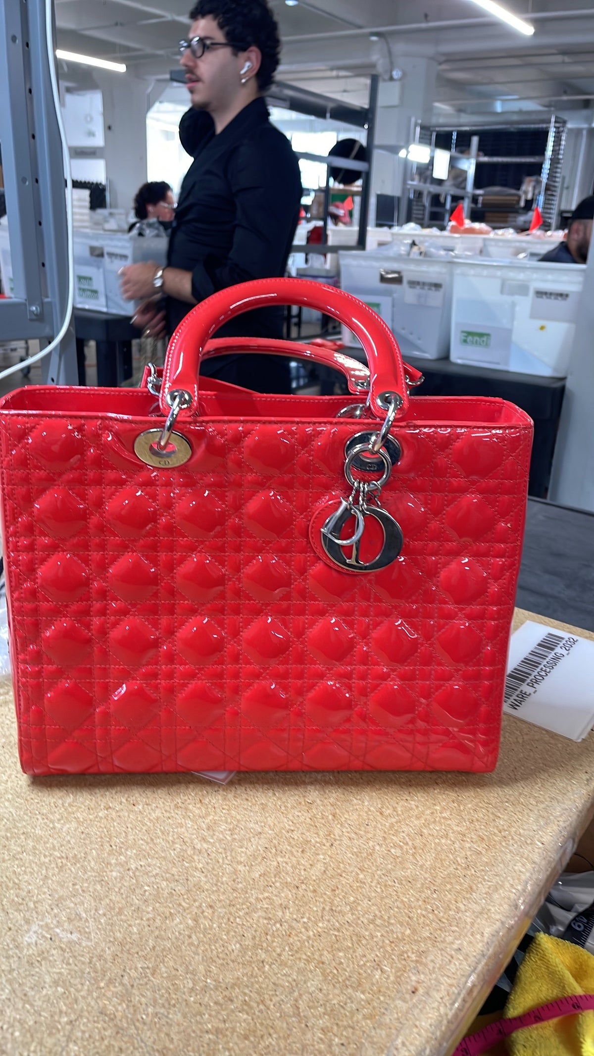 Lady Dior Bag Cannage Quilt Patent Large